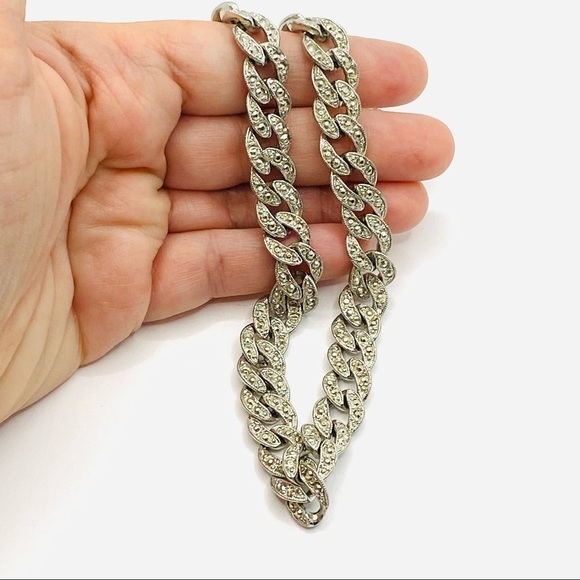 Necklace Vintage Silver Tone Collar 16.5” Chunky Statement - Picture 12 of 12